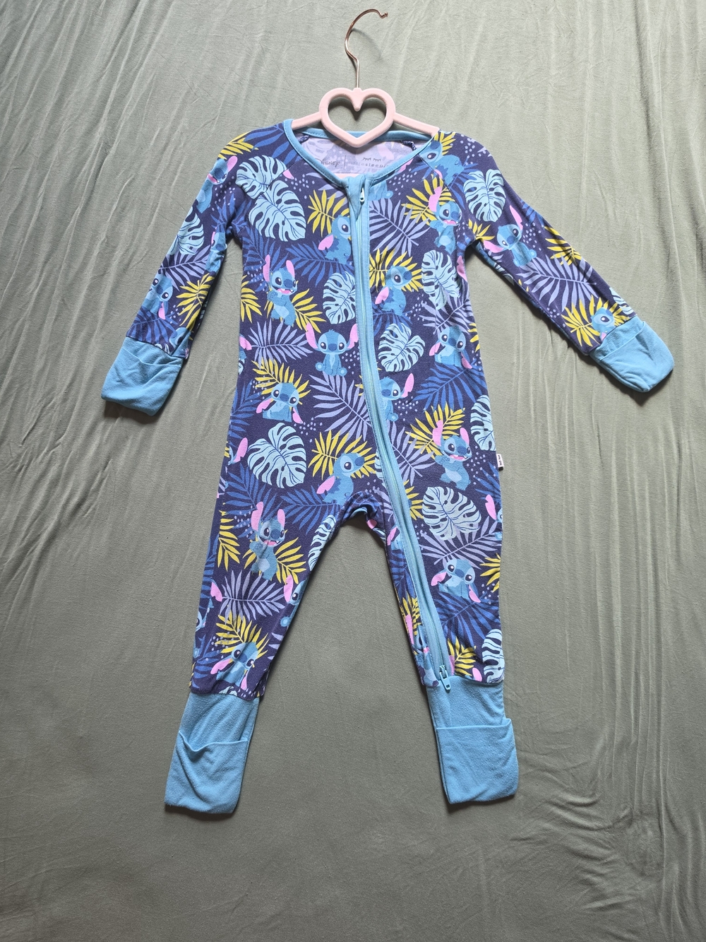 Little Sleepies Purple Tropical Zip Footie with Blue Trim